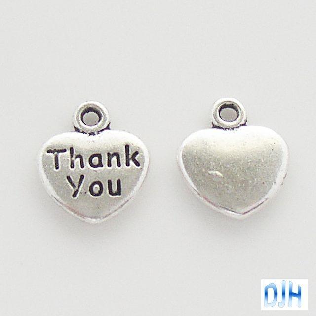 Bulk Thank You Heart Charm Pendant Wedding Bomboniere Baby Shower Select Qty