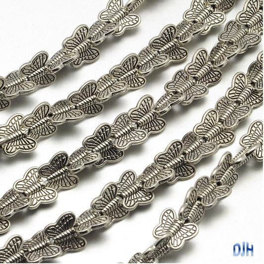 30pcs Antique Silver Butterfly Spacer Beads Tibetan Style 9x10.5x3mm Hole 1.2mm