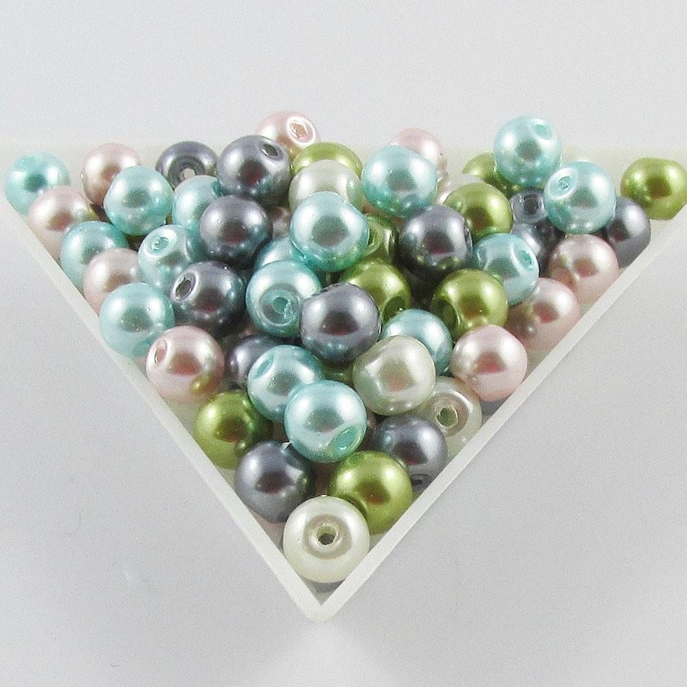 Premix Bag Round Glass Pearl Beads Select 4 6 or 8mm and from 8 Theme Colours