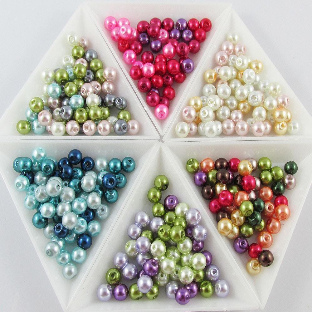 Premix Bag Round Glass Pearl Beads Select 4 6 or 8mm and from 8 Theme Colours