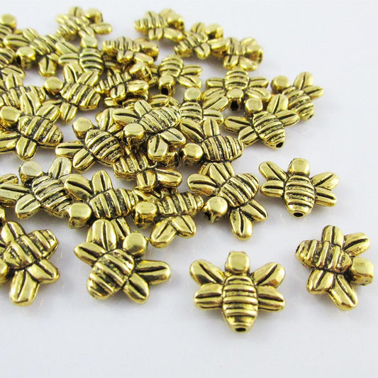 20pcs Antique Gold Bee Spacer Beads Tibetan Style 14x12mm Hole 1mm