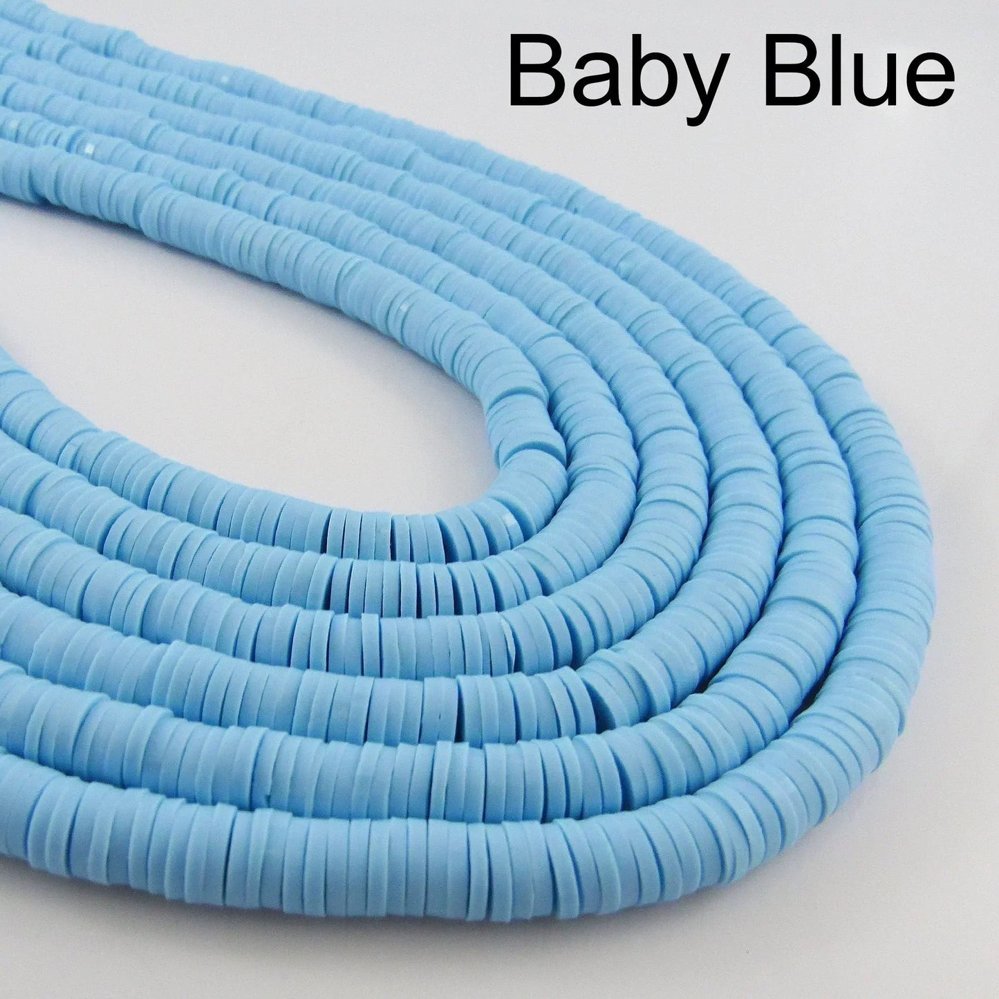 One Strand 330pcs Wafer Disc Baby Blue Polymer Clay Beads Katsuki Bead 6mm