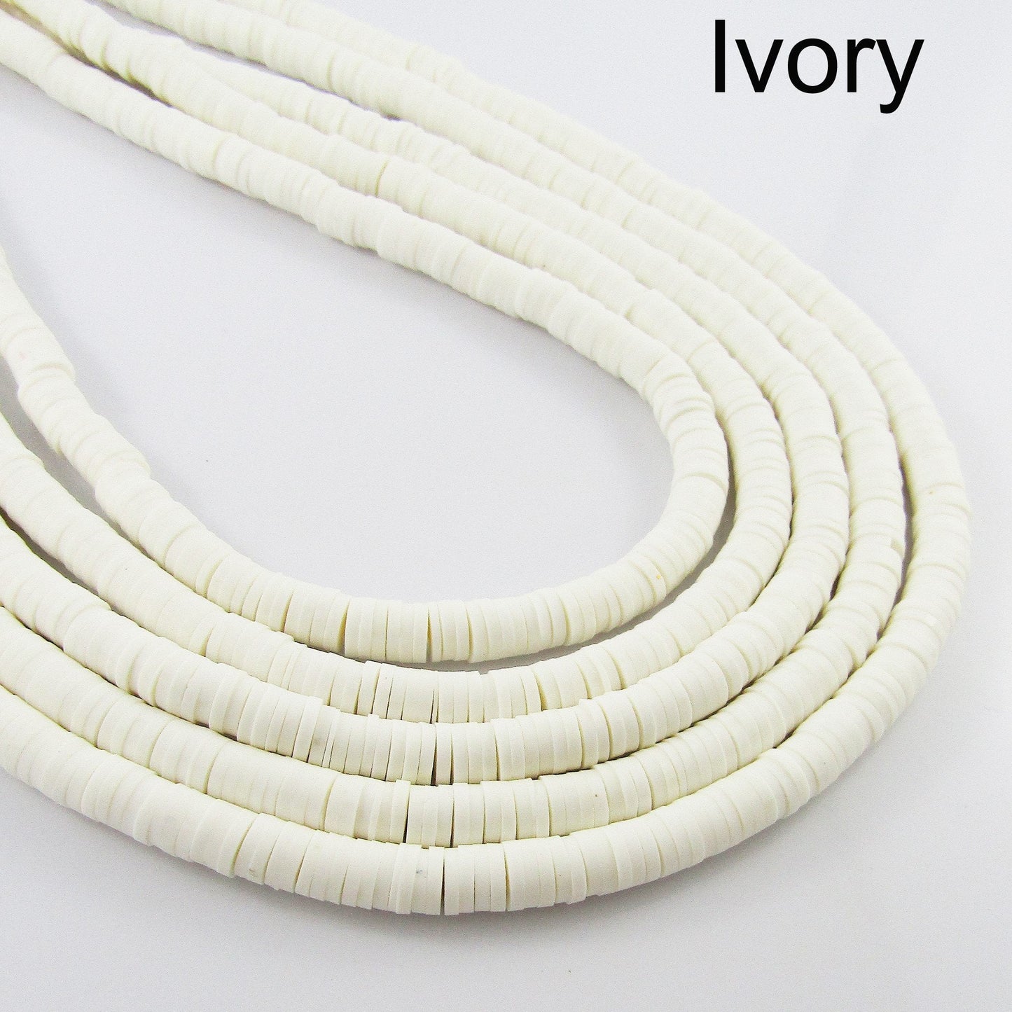 One Strand 330pcs Wafer Disc Ivory Polymer Clay Beads Katsuki Bead 6mm