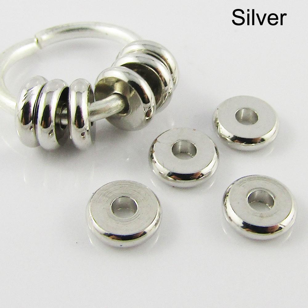 20pcs Brass Tiny Disc Spacer Beads 6mm Hole 1.8mm Gold Silver or Gunmetal