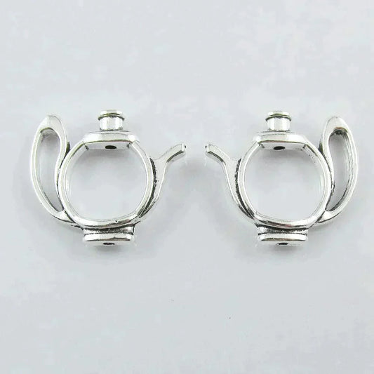 10pcs Teapot Kettle Bead Frame 19x23x5mm Hole 1mm Antique Silver