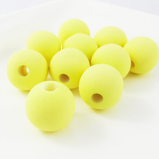 10pcs Acrylic Rubber Look Round Lemon Craft Bead 13mm Hole 3.5mm