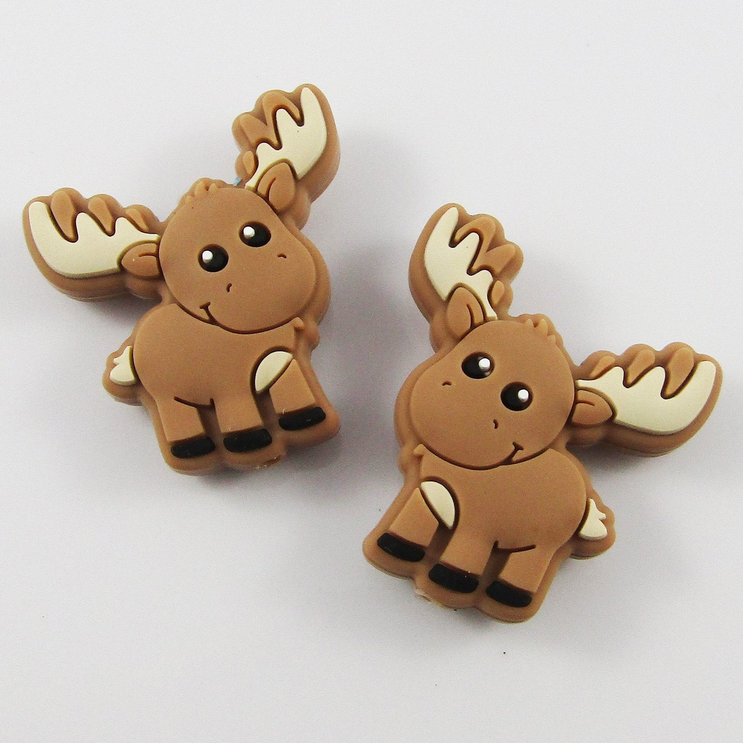 2pcs Reindeer Silicone Focal Bead Moose Brown 32x29x9.5mm Hole 3mm Pen Keychains