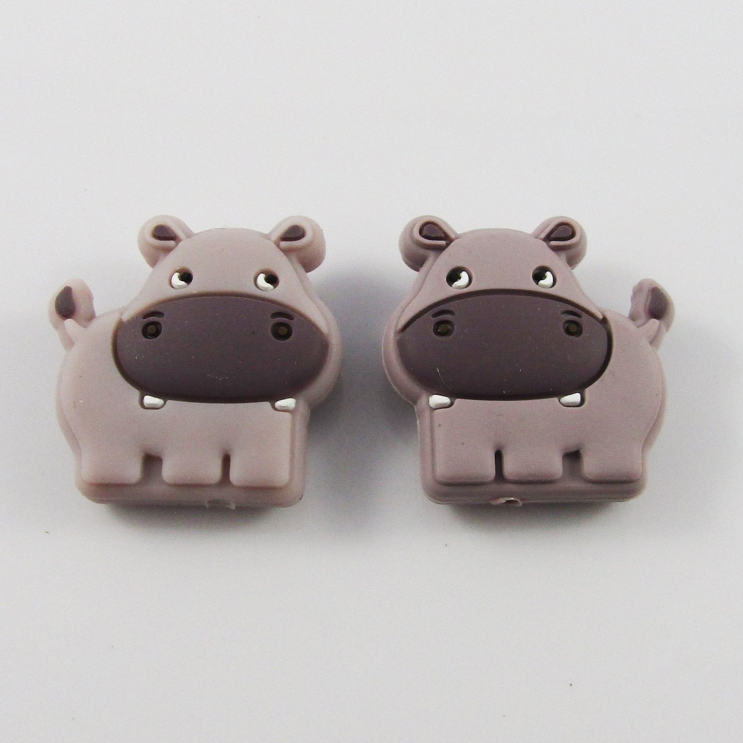 2pcs Hippo Silicone Focal Bead Animals Grey 26x26x10mm Hole 2mm Pen Keychains