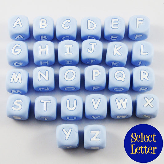 Bulk Pack of 10 Blue Cube Letter Silicone Bead 12mm with 2mm Hole Pens Lanyards