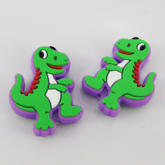 2pcs T-Rex Dinosaur Silicone Focal Bead 28x21mm Hole 2.2mm Pen Keychains