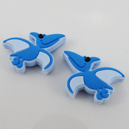 2pcs Pterodactyl Dinosaur Silicone Focal Bead 20.5x27mm Hole 2.2mm Pen Keychains