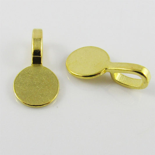 20pk Pendant Bail Findings with Flat Round Glue Pad Gold 18x10mm