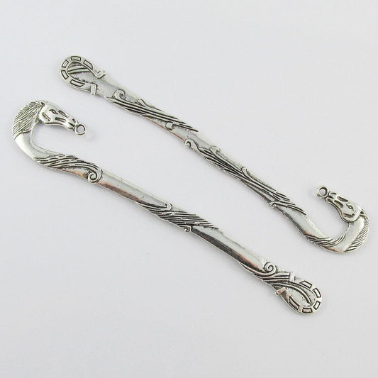 Bulk Horse Bookmark 125mm Antique Silver Suit Beading Qty 1,5 or 10