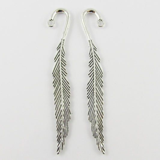 Bulk Mini Feather Bookmark 79mm Antique Silver Suit Beading Qty 1,5 or 10