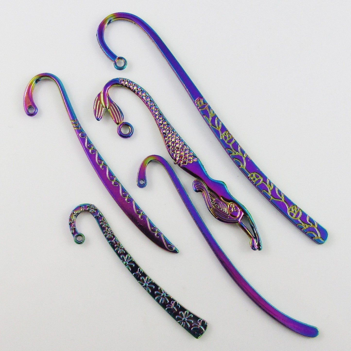 Set of 5 Mini Bookmarks Alloy Iridescent Suit Beading