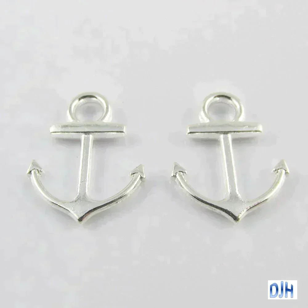 Bulk Anchor Charm Pendant Stability Strength Silver Plate 19x15mm Select Qty