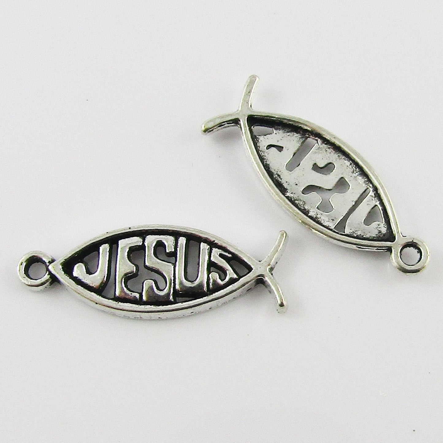 Bulk Jesus Christian Fish Symbol Charm Pendant Religious 27x10mm Select Qty