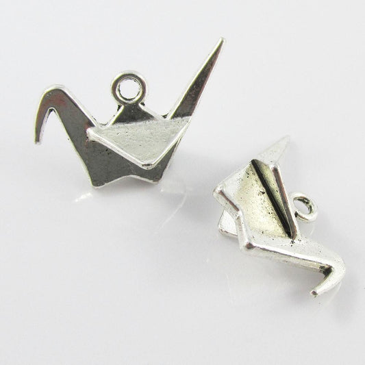 Bulk 3D Paper Crane Charm Pendant Origami Bird 26x14mm Select Qty