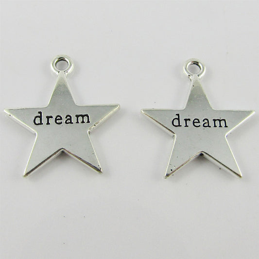 Bulk Dream Star Charm Pendant Message Tag 23x20mm Select Qty