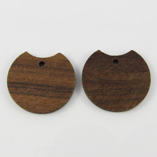 Bulk 10pcs Rounded Wood Charm Pendant Natural Organic 23x25mm