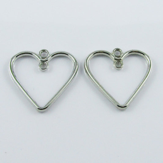 10pcs Heart Charm Pendant with Internal Loop ACRYLIC 32x34mm