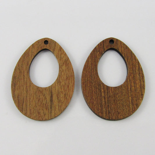 Bulk 10pcs Hollow Teardrop Wood Charm Pendant Natural Organic 37.5x28mm