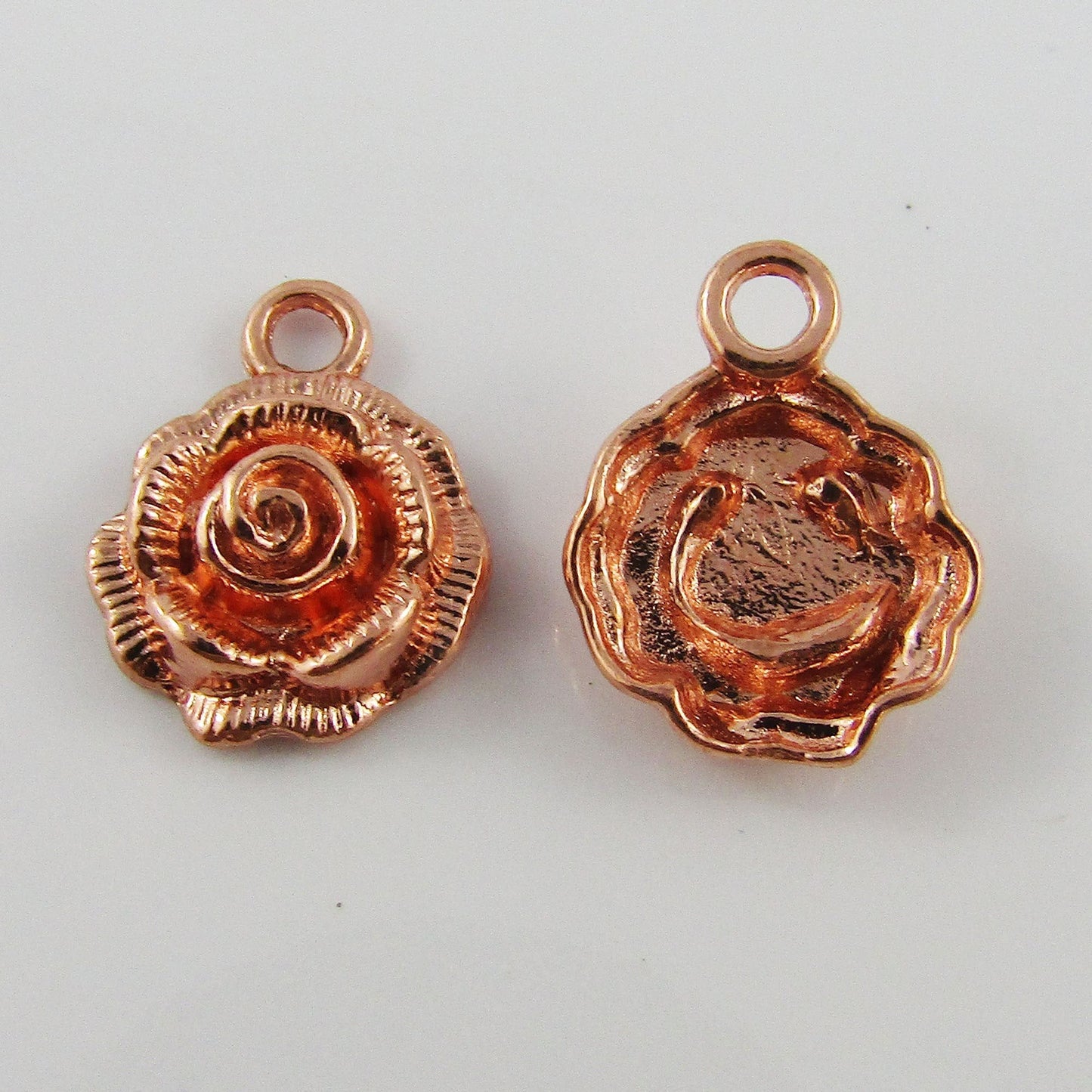 Bulk Rose Flower Charm Pendant Alloy Dark Rose Gold 18x14mm Select Qty