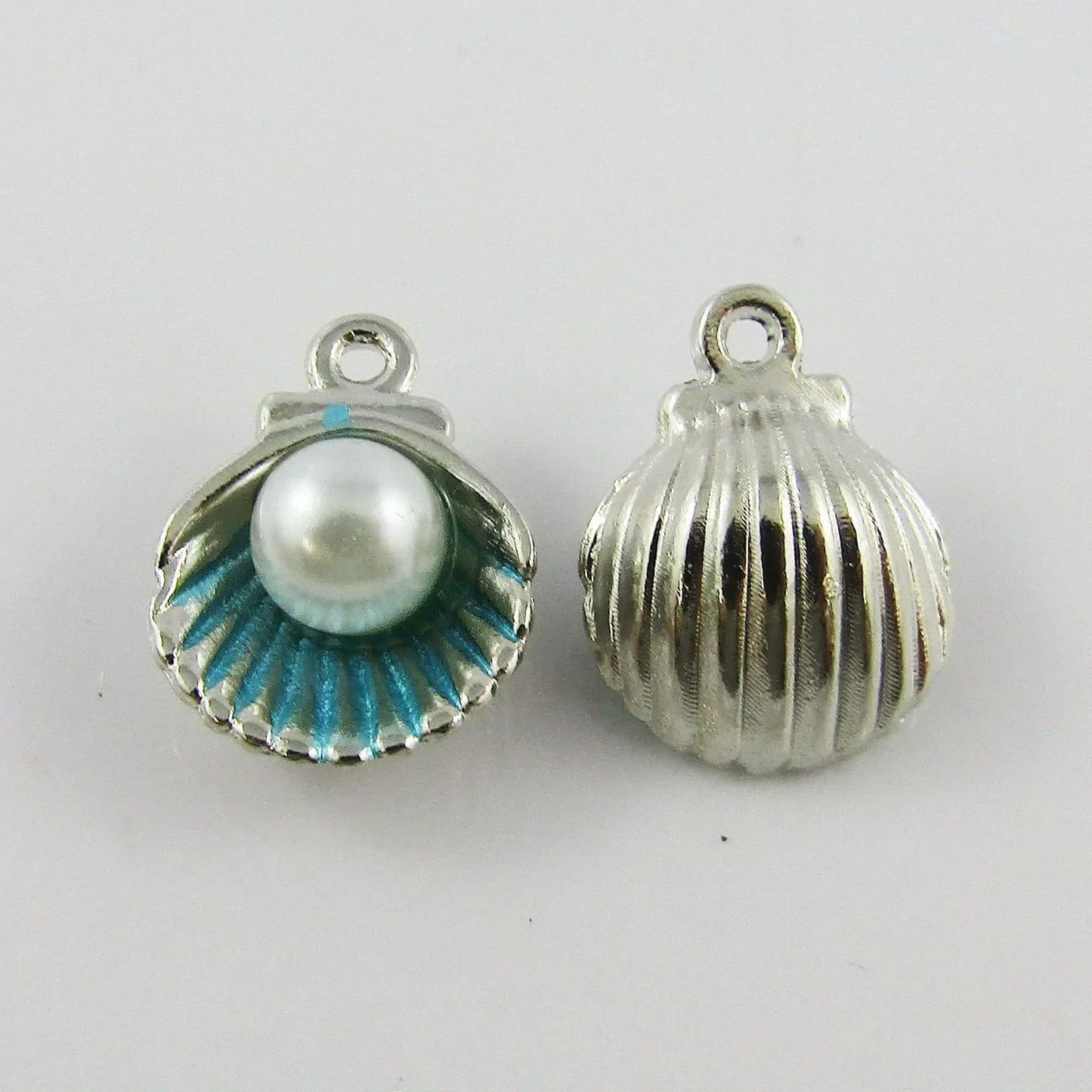 Bulk 10pce Enamel Clam Shell Pearl Bead Charm Pendant 12x15mm Select Colour