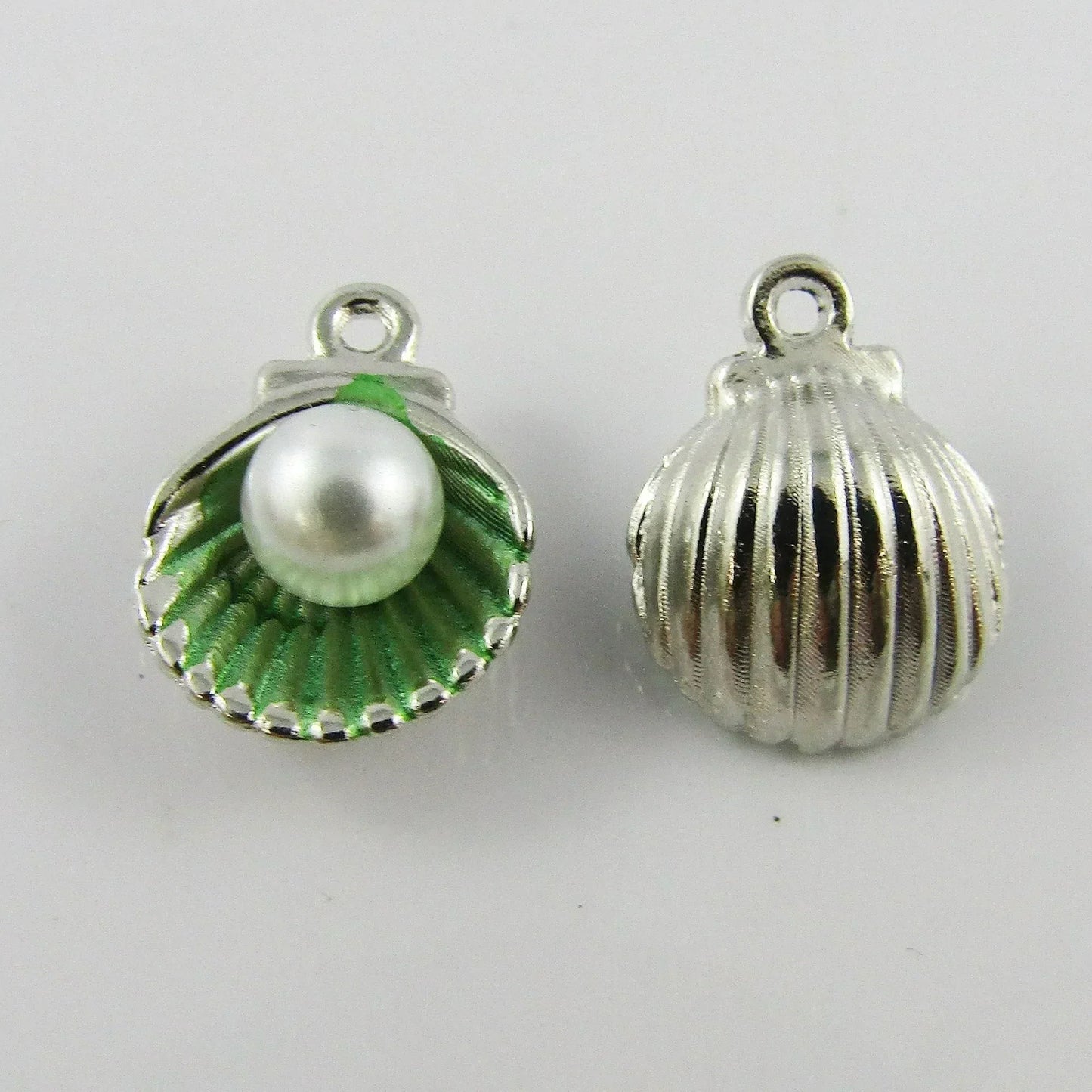 Bulk 10pce Enamel Clam Shell Pearl Bead Charm Pendant 12x15mm Select Colour