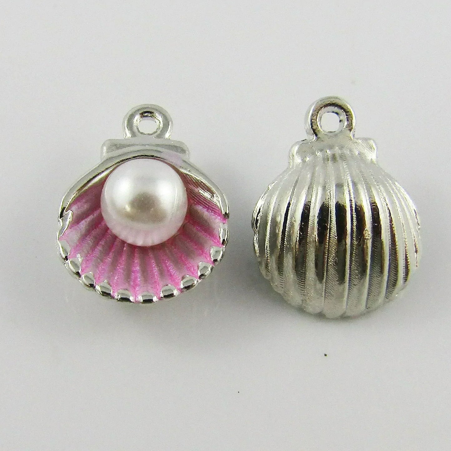 Bulk 10pce Enamel Clam Shell Pearl Bead Charm Pendant 12x15mm Select Colour