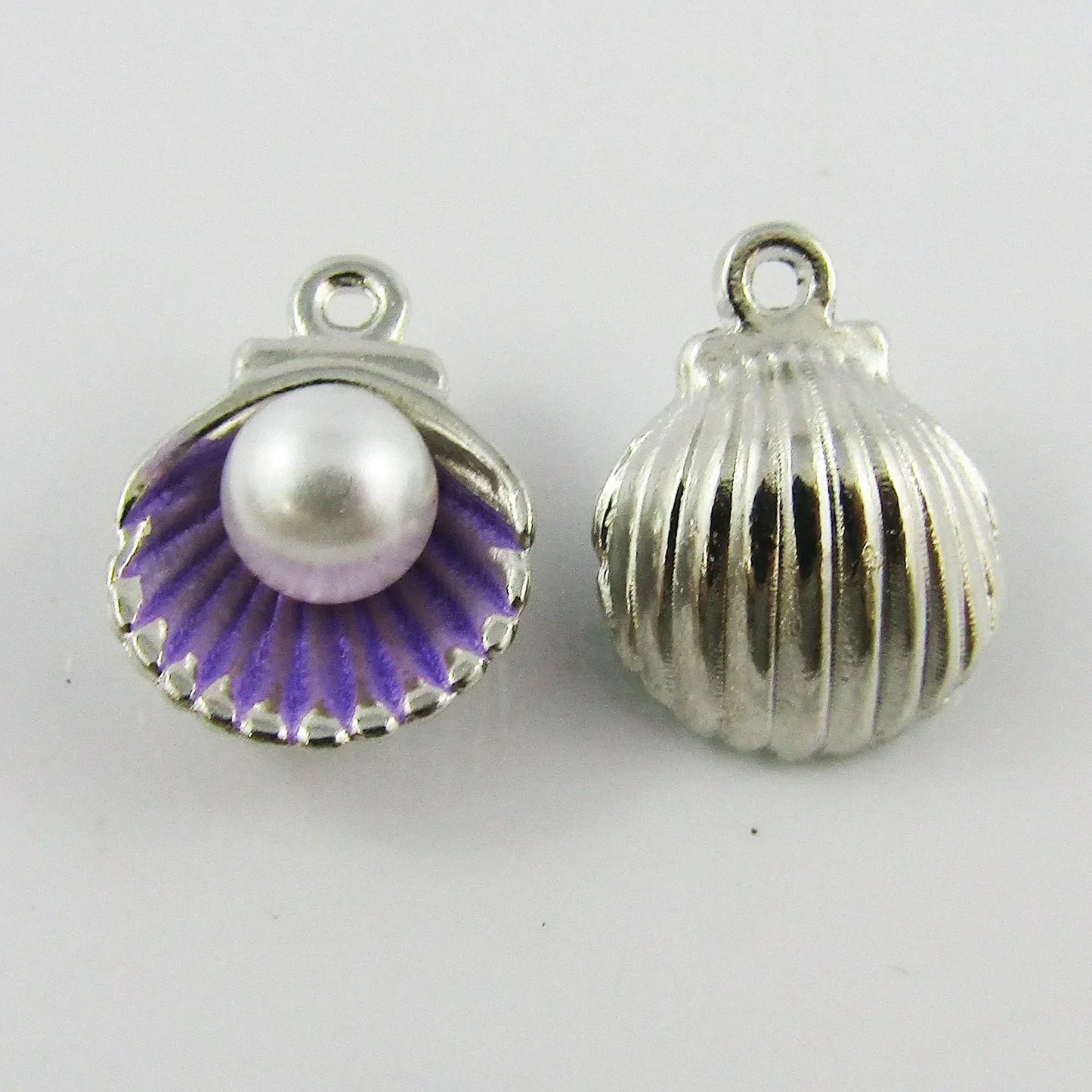 Bulk 10pce Enamel Clam Shell Pearl Bead Charm Pendant 12x15mm Select Colour