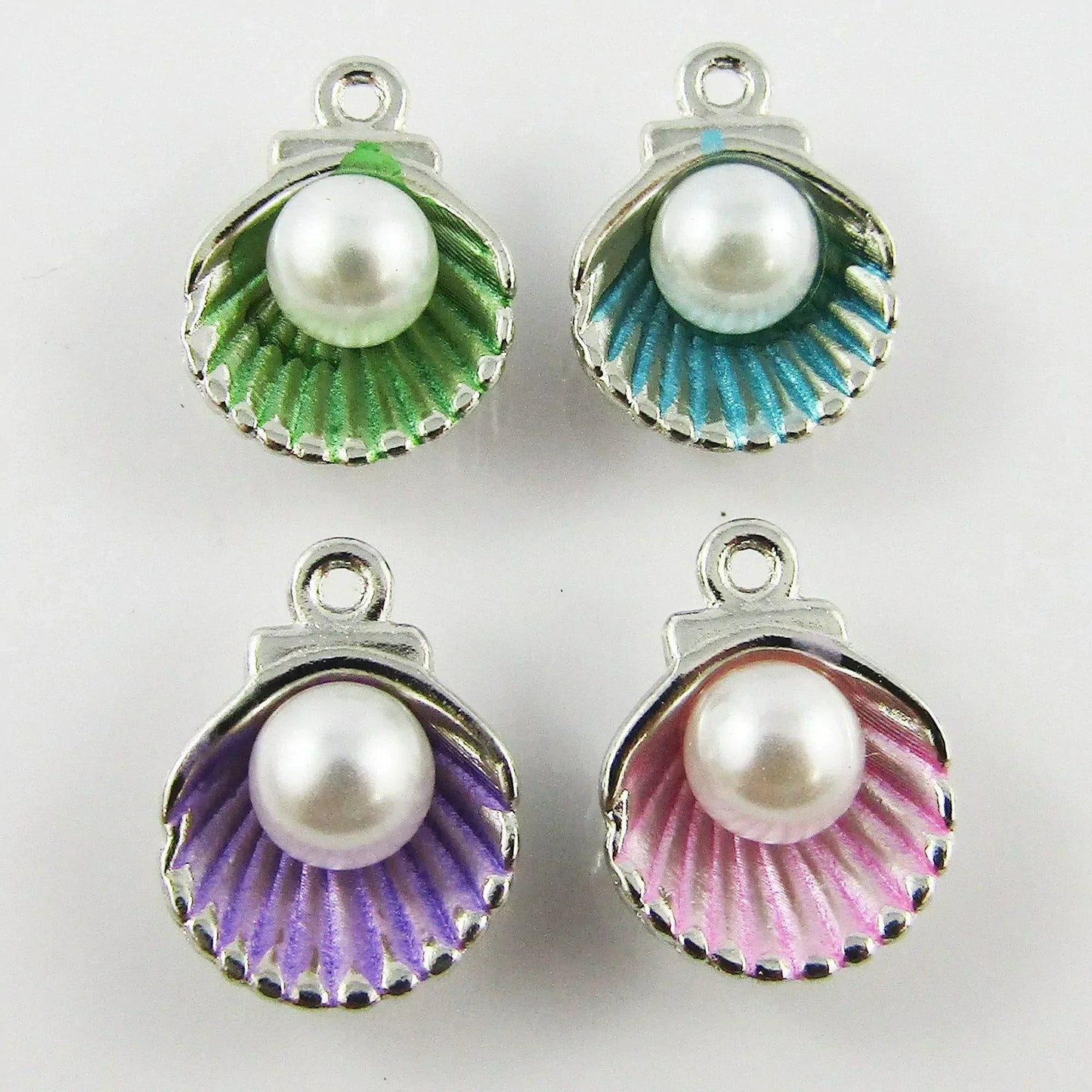 Bulk 10pce Enamel Clam Shell Pearl Bead Charm Pendant 12x15mm Select Colour