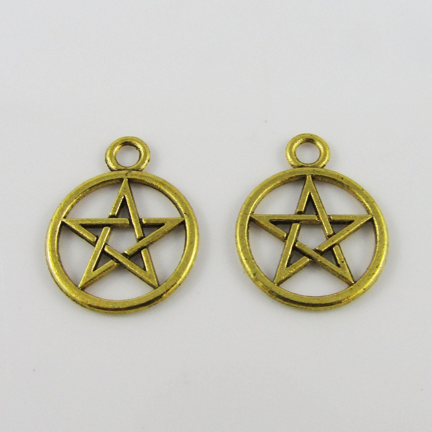 Bulk Pentagram Charm Pendant Pagan Symbol Antique Gold Alloy 20x25mm Select Qty