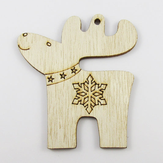 Bulk 10pcs Christmas Reindeer Unfinished Wood Pendant DIY Decoration Kids Craft