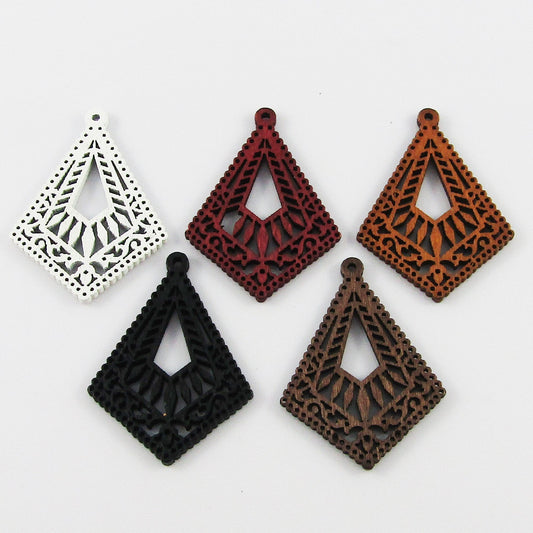 10pcs in Random Pairs Filigree Kite Charm Pendant Craft Wood 41x30mm