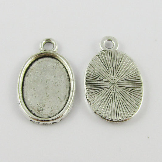 Bulk 10pcs OVAL Cabochon Pendant Setting Alloy 20x12x2mm Fit 14x10mm Oval Cabs