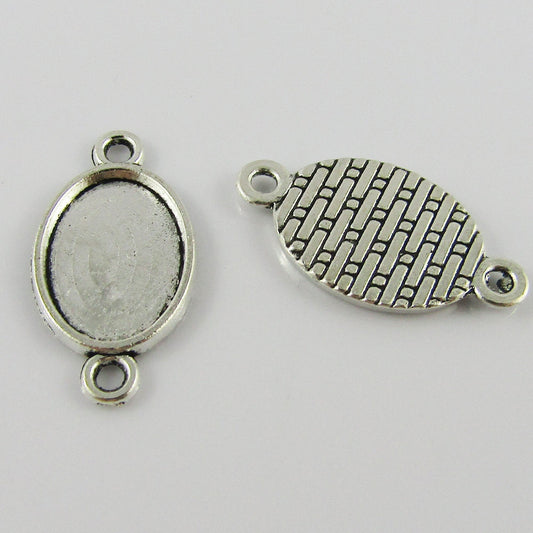 Bulk 10pcs OVAL Cabochon Connector Setting Alloy 23x12x2mm Fit 14x10mm Cabs