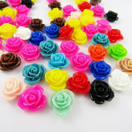 20pcs DIY Resin Rose Cabochon Flat Back 15x7mm Cards Scrapbooking Hair Clips