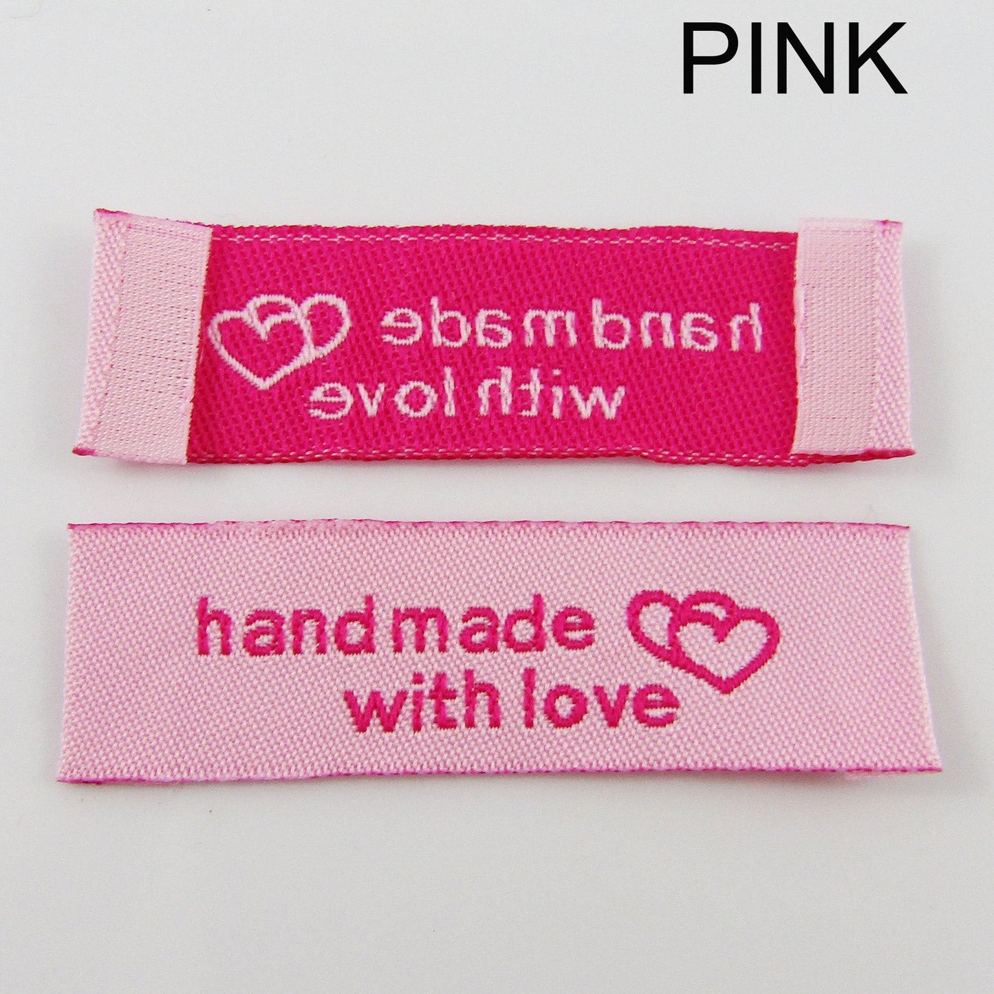 20pcs DIY Woven Hand Made With Love Sewing Label Heart Handmade Heart