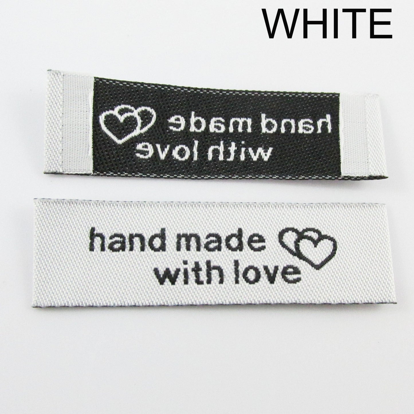 20pcs DIY Woven Hand Made With Love Sewing Label Heart Handmade Heart