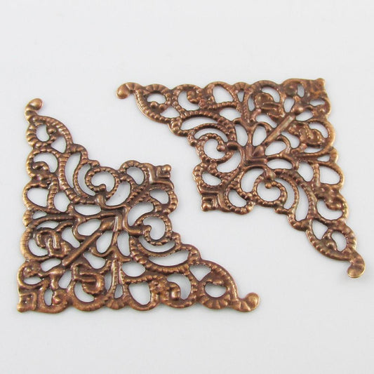 30pcs Filigree Corner Embellishments Copper 50x32mm Craft Scrapbooking