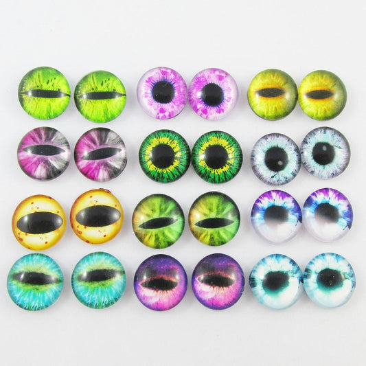 Glass Dome Eyes Cabochon 12mm Select 10 or 20 pieces in random pairs