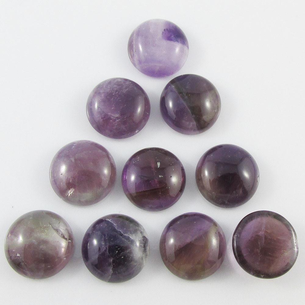 10pcs Natural Amethyst Gemstone Cabochon 12mm Round Flat Back Earrings etc