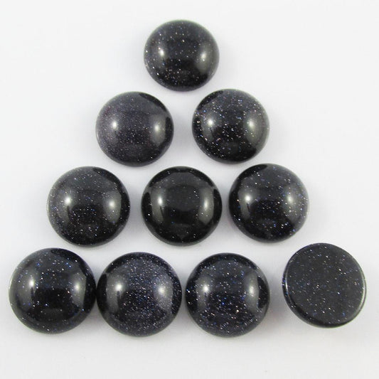 10pcs Blue Goldstone Gemstone Cabochon 12mm Round Flat Back Earrings etc