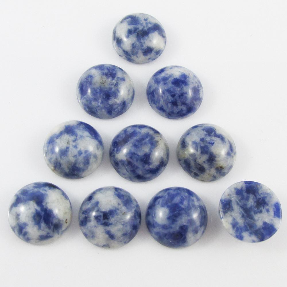 10pcs Natural Blue Spot Stone Gemstone Cabochon 12mm Round Flat Back Earring etc