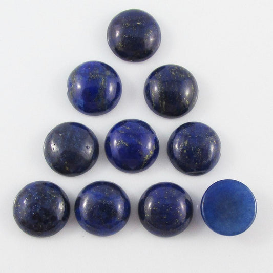 10pcs Natural Lapis Lazuli Gemstone Cabochon 12mm Round Flat Back Earrings etc