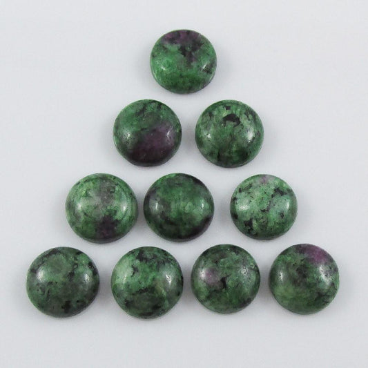 10pcs Ruby in Zoisite Gemstone Cabochon 12mm Round Flat Back Earrings etc