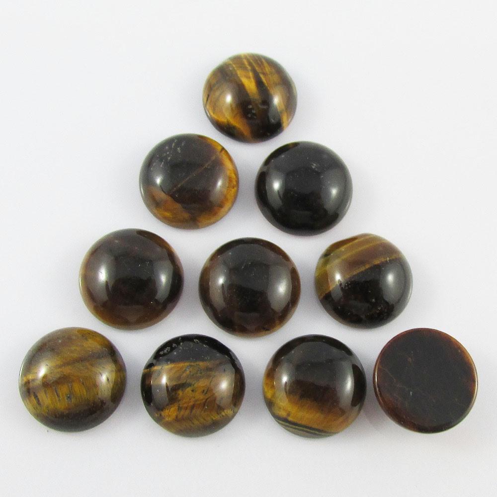 10pcs Natural Tiger Eye Gemstone Cabochon 12mm Round Flat Back Earrings etc