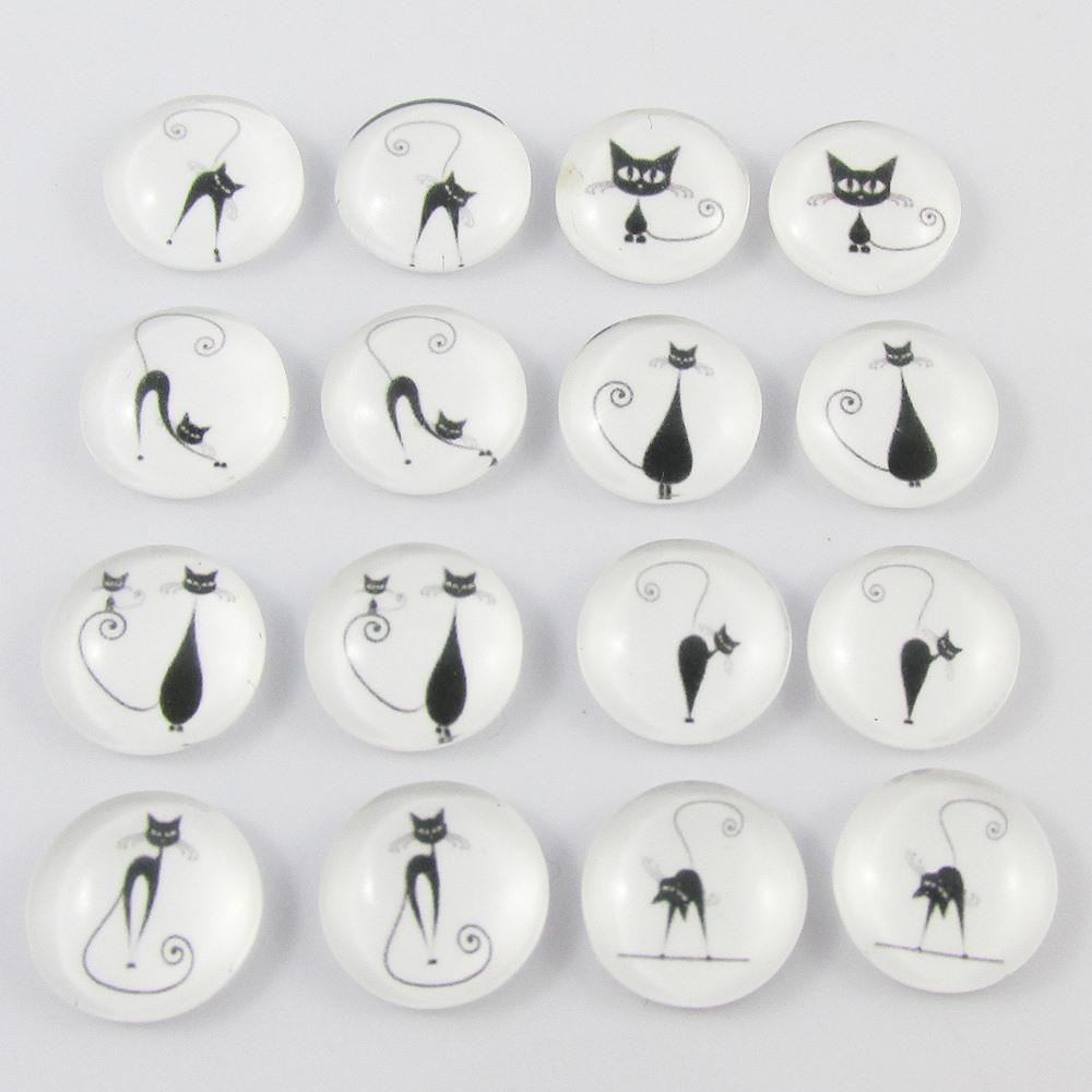 Glass Dome Black Cats Cabochon 12mm Select 10 or 20 pieces in random pairs