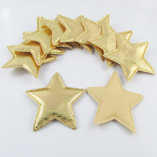 10pcs Metallic Gold Star Padded Puffy Patch 67x71mm Dance Costumes